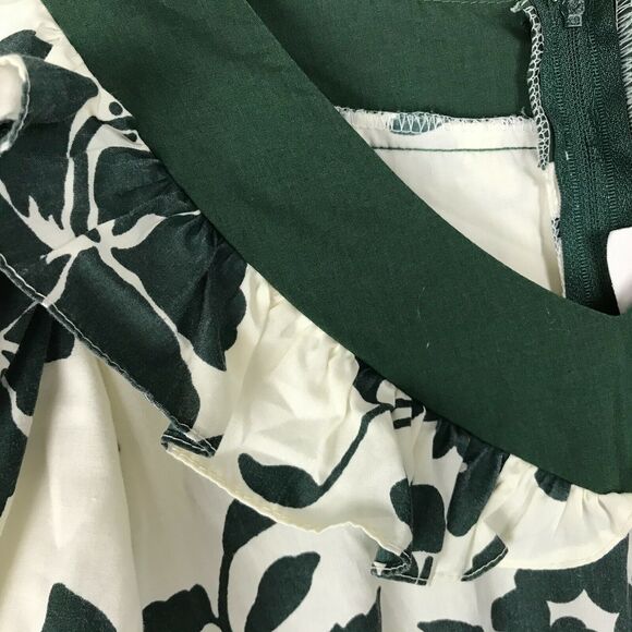 Vintage 1980s Dress Size S Green White Floral Lolenani Hawaiian Cotton - Picture 4 of 8